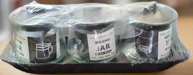 Flamer Glass Spice Carousel with Spoon on jars - 3 pcs Murukali.com