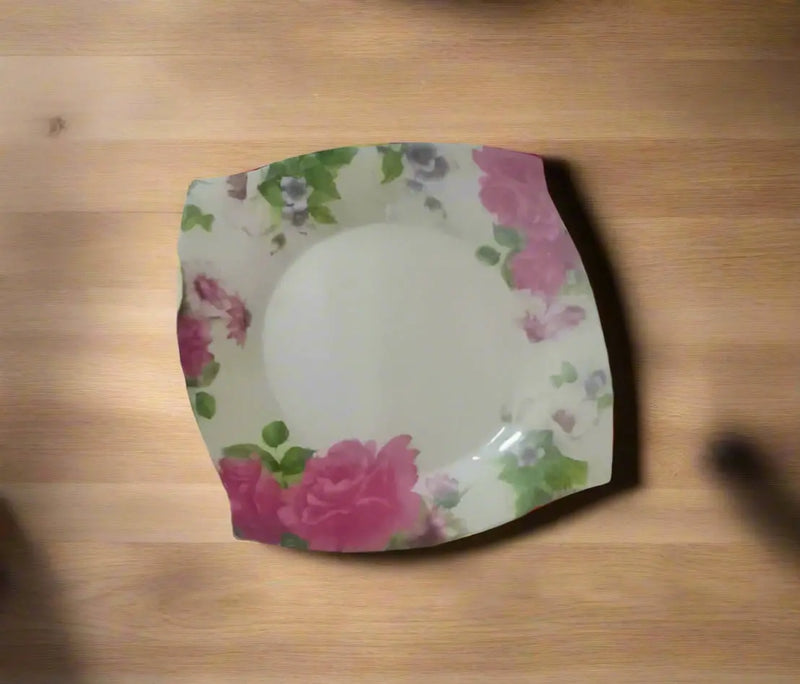 Floral Square Melamine Plate – Rose Print Design Murukali.com