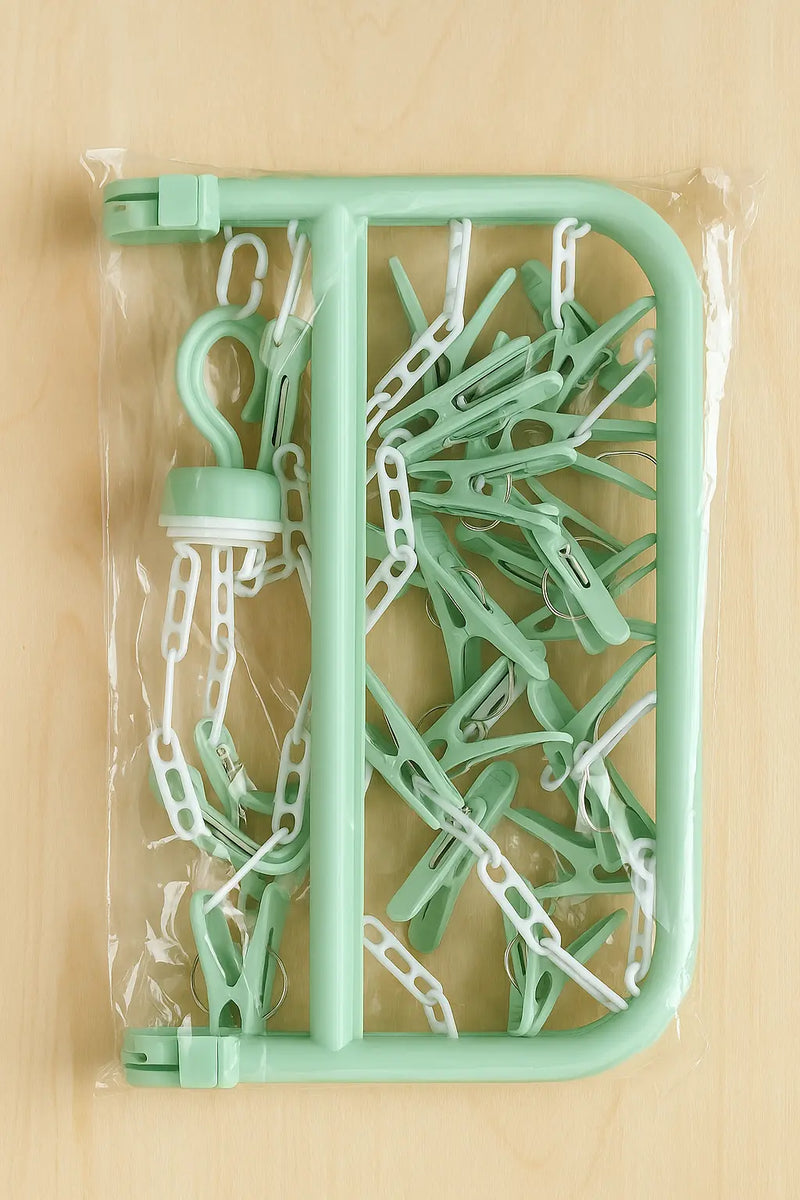 Foldable Hanging Drying Rack with Clips – Mint Green Murukali.com