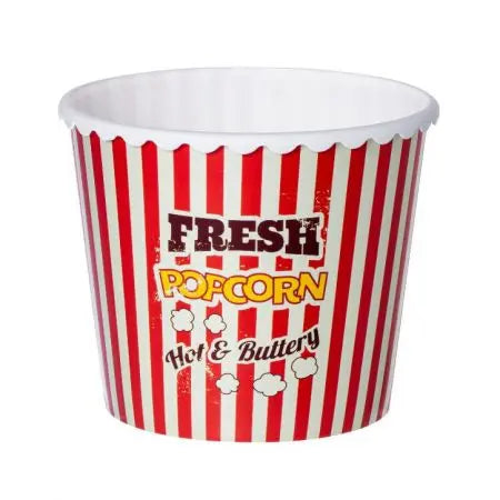 Fresh Popcorn Bucket – Red & White Striped Hot & Buttery Design Murukali.com
