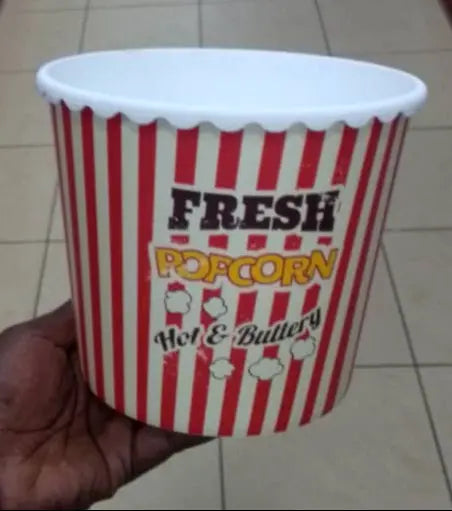 Fresh Popcorn Bucket – Red & White Striped Hot & Buttery Design Murukali.com