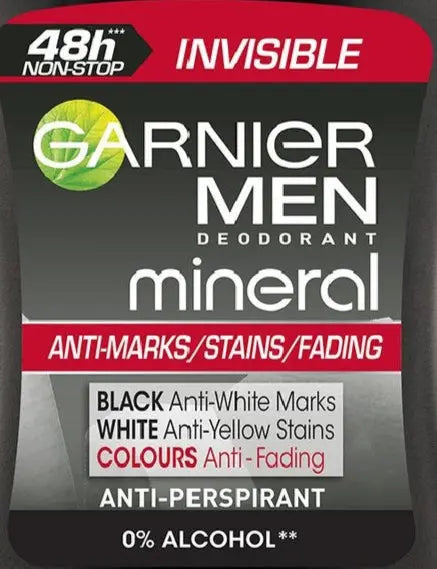 Garnier Men Mineral Invisible Anti-Marks Roll-On Antiperspirant Deodorant 50ml Murukali.com