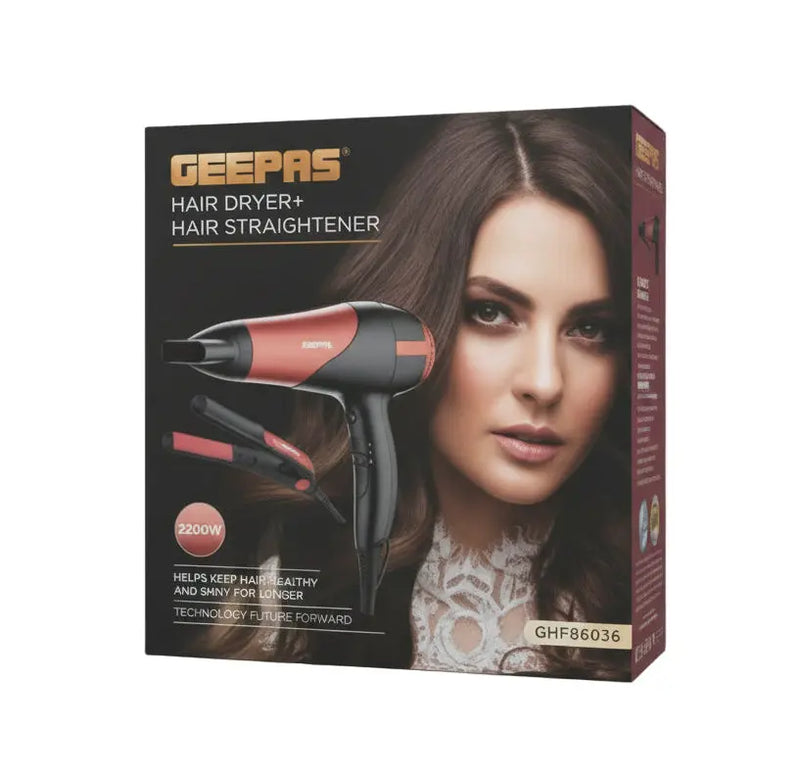 Geepas 2-in-1 Hair Dryer & Hair Straightener Combo Set – Model GHF86036 Murukali.com