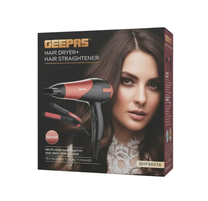 Geepas 2-in-1 Hair Dryer & Hair Straightener Combo Set – Model GHF86036 Murukali.com