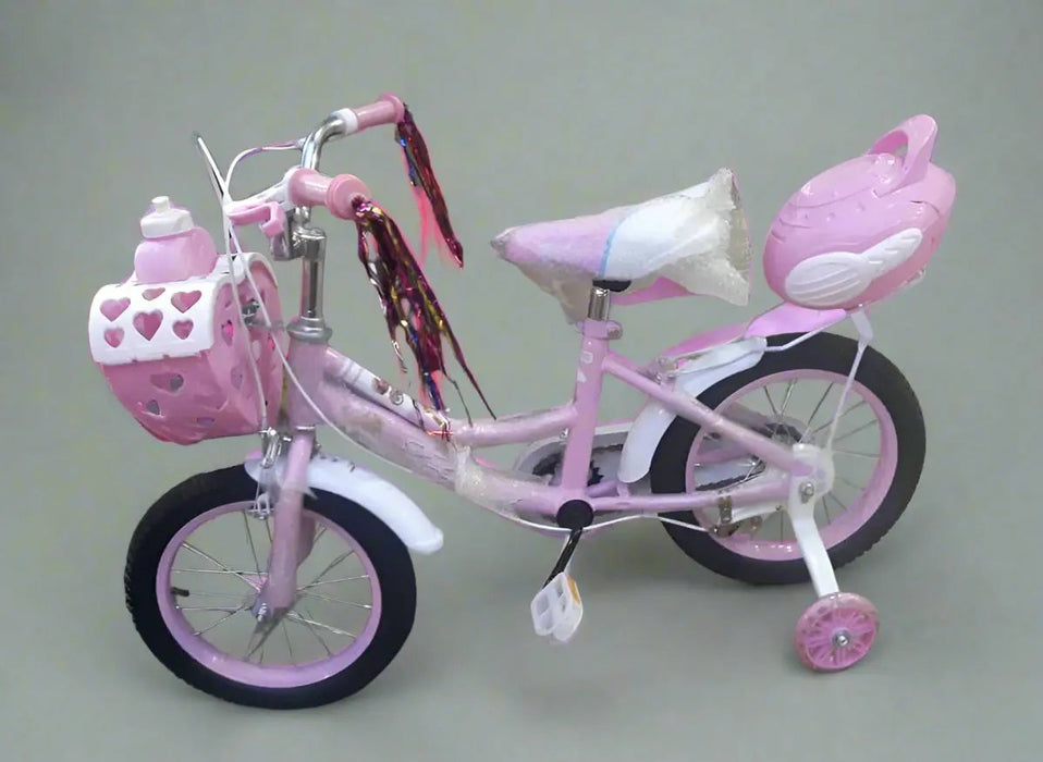 Girls' Pink Kids Bicycle with Training Wheels and Basket  for Ages 3-5 Murukali.com