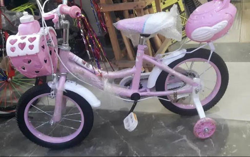 Girls' Pink Kids Bicycle with Training Wheels and Basket  for Ages 3-5 Murukali.com