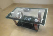 Glass Coffee Table with Wooden Legs and Black Shelf Murukali.com