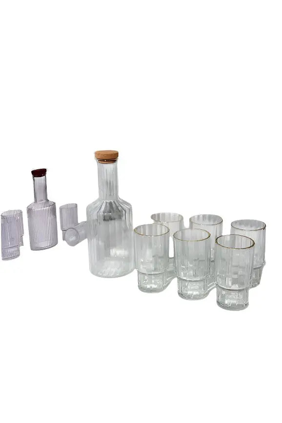 Glass Decanter Set with Serving Tray 6pcs of Glasses Murukali.com
