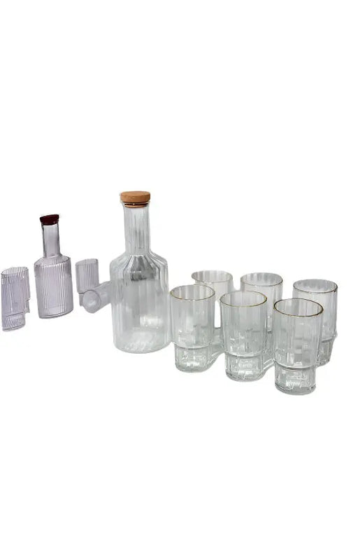 Glass Decanter Set with Serving Tray 6pcs of Glasses Murukali.com