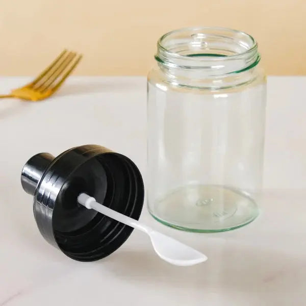 Glass Spice Jar With Small White Spoon murukali.com