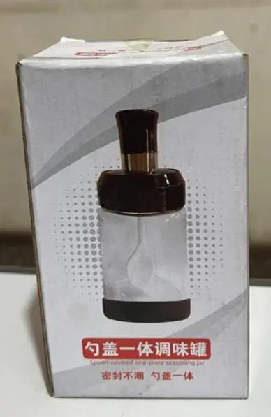 Glass Spice Jar With Small White Spoon murukali.com