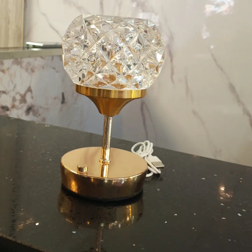 Gold-Colored Crystal-Accented Table Lamp murukali.com