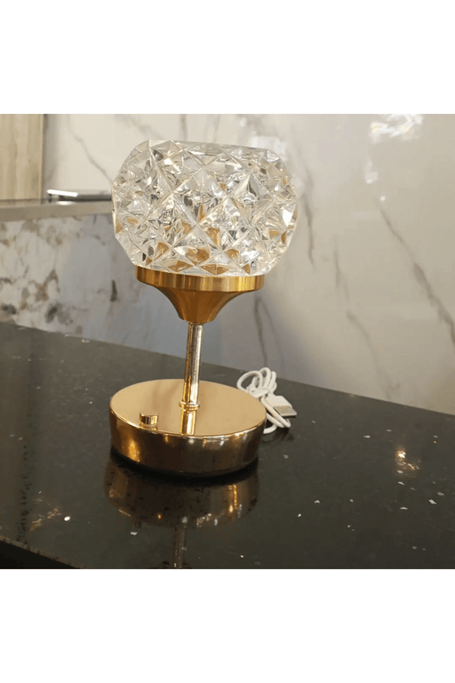 Gold-Colored Crystal-Accented Table Lamp murukali.com