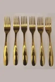 Gold-Colored Stainless Steel Forks set/ 6pcs murukali.com
