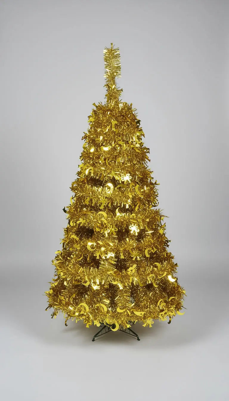 Gold Metallic Christmas Tinsel Garland Decoration 1pc Murukali.com