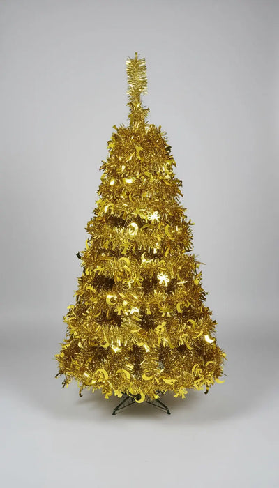 Gold Metallic Christmas Tinsel Garland Decoration 1pc Murukali.com
