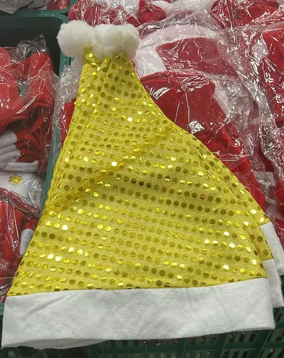 Gold Sequin Santa Christmas Hat Murukali.com