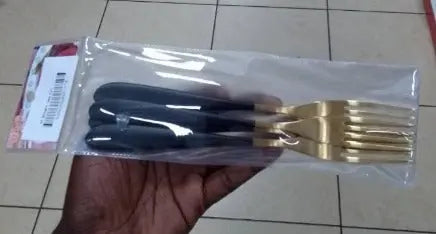 Gold and Black Stainless Steel Fork Set of 6pcs Murukali.com