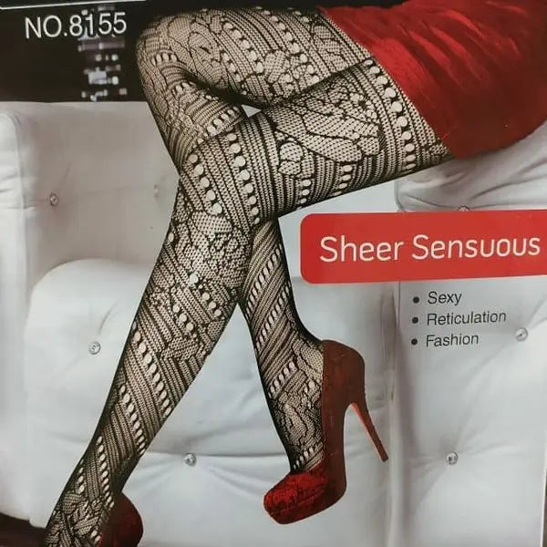 Graceful Reticulation Sheer Luxury Tights no 8155 murukali.com