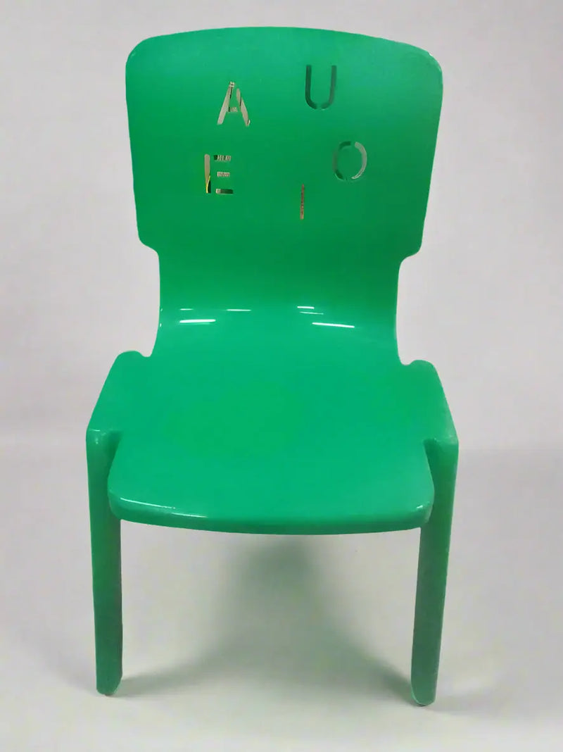 Green Plastic Kids' Chair with Alphabet Design Murukali.com