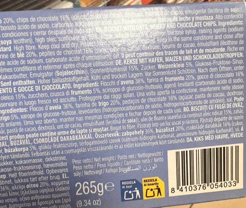 Gullón Digestive Avena Cioccolato 265g Murukali.com