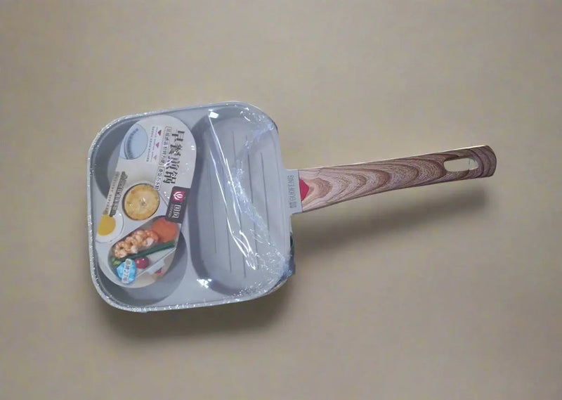 Guofeng 3-Section Non-Stick Breakfast Frying Pan with Wooden Handle Murukali.com