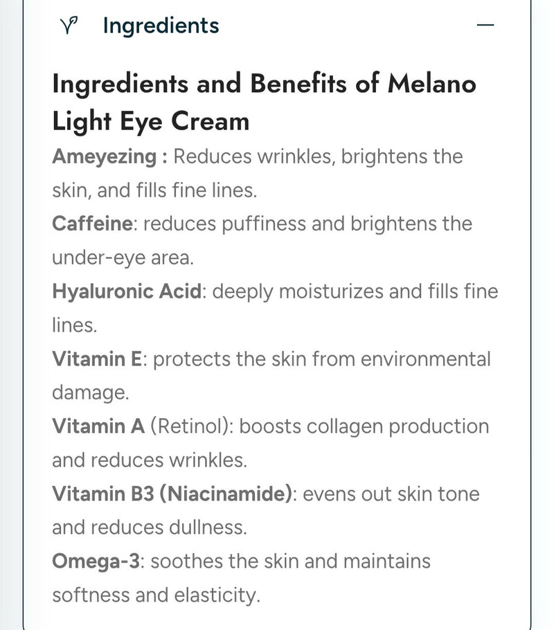 Melano Light under eye cream 15 ml