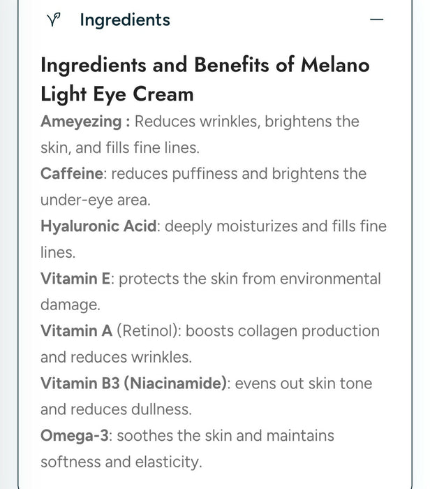 Melano Light under eye cream 15 ml