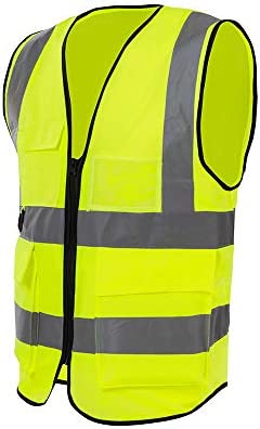 HIGH VISIBILITY MESH REFLECTIVE SAFETY VEST WITH ZIPPER AND POCKETS murukali.com