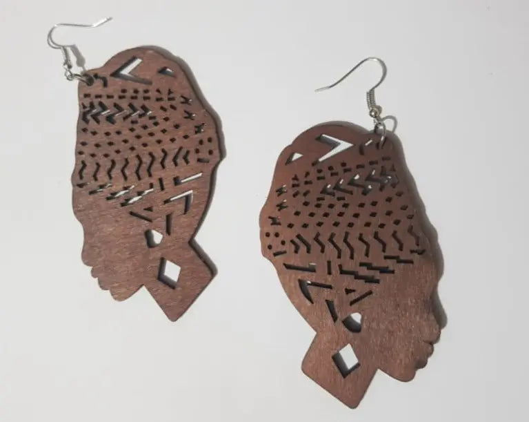 Handcraft Beautiful African Women Wood Earring murukali.com