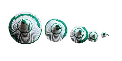 Handcrafted Green & White Woven Basket Set (5 Pieces) Murukali.com