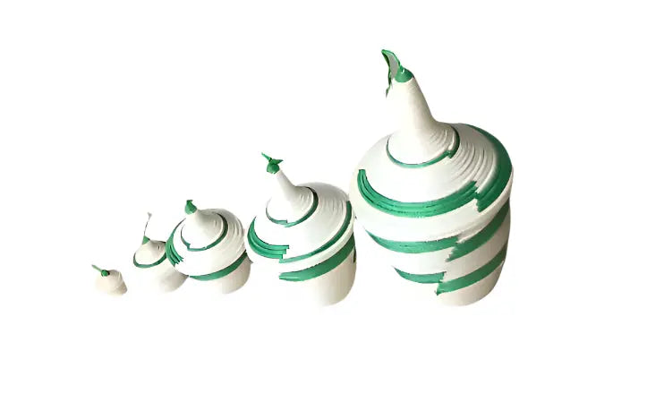 Handcrafted Green & White Woven Basket Set (5 Pieces) Murukali.com
