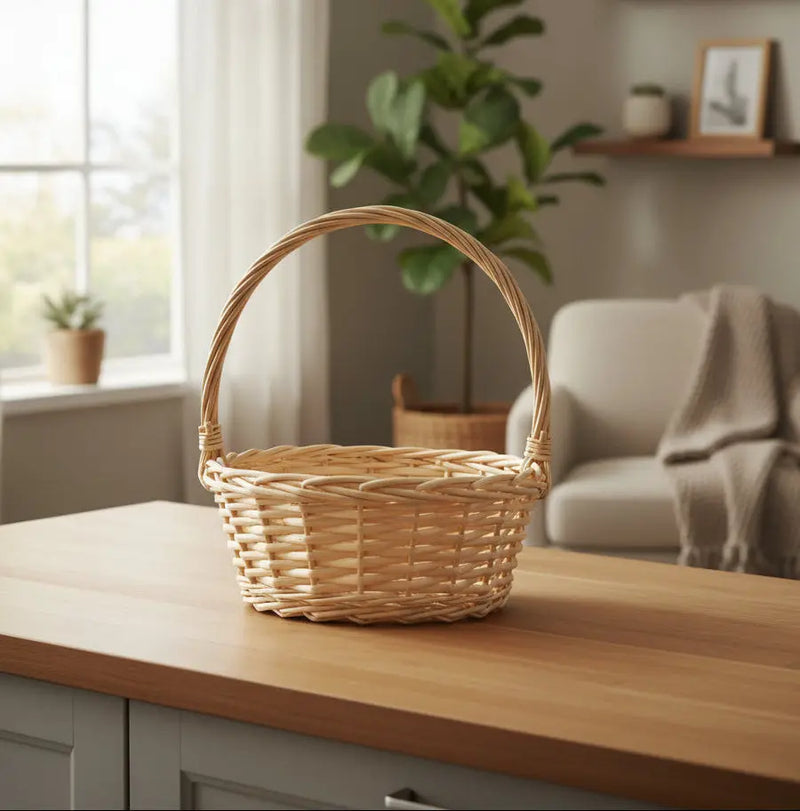 Handwoven Rattan Basket – Natural & Multi-Purpose Storage Large size Murukali.com