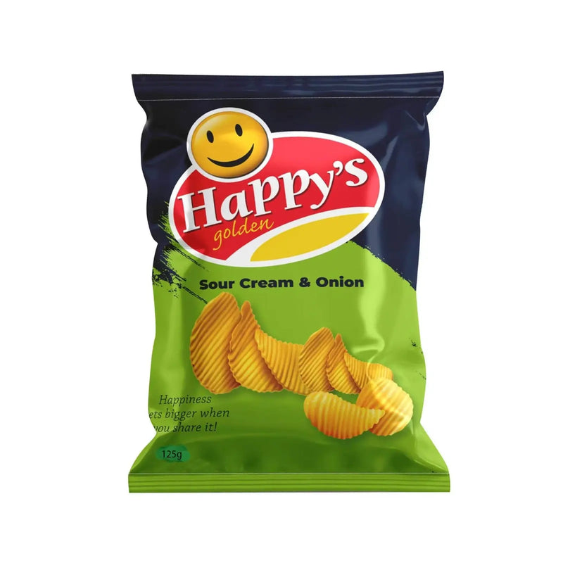 Happy's Golden Sour Cream & Onion Potato Crisps 125g