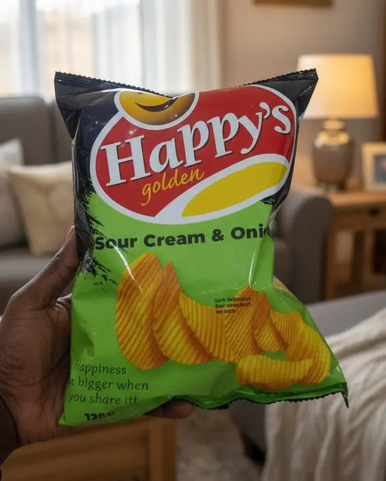 Happy's Golden Sour Cream & Onion Potato Crisps 125g