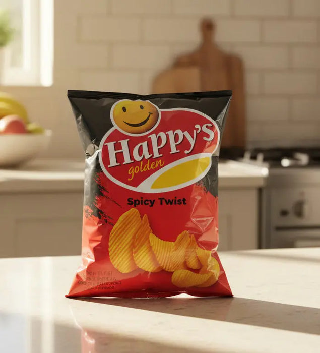 Happy's Golden Spicy Twist Potato Crisps 125g