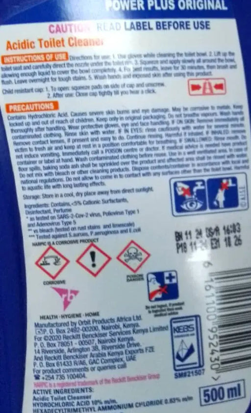 Harpic Power Plus Original Toilet Cleaner 500ml Murukali.com