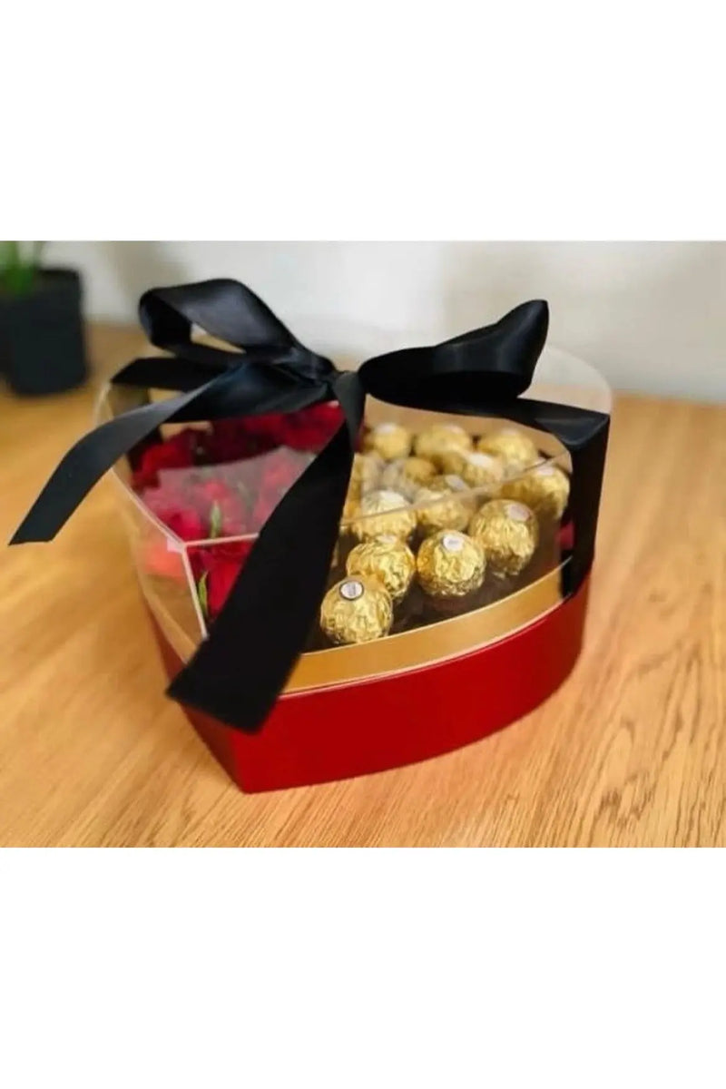 HeartShape Elegance Flowers and Chocolates Gift Box murukali.com