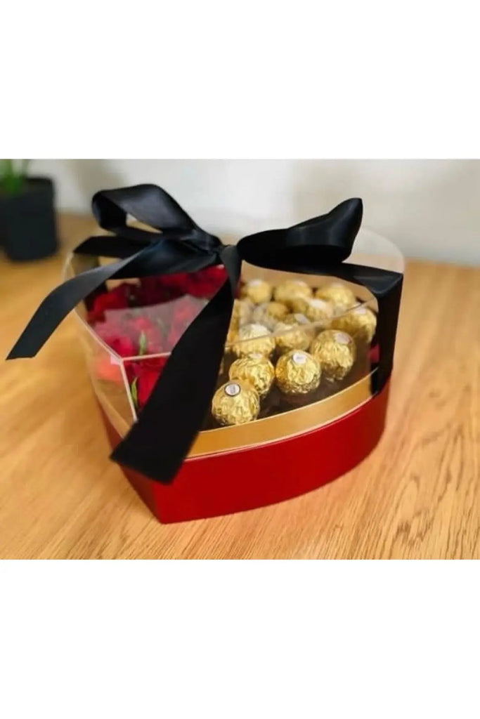 HeartShape Elegance Flowers and Chocolates Gift Box
