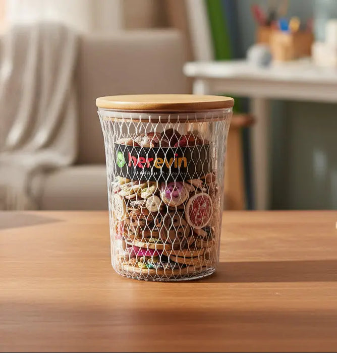 Herevin Glass Food Storage Jar with Wooden Lid – Cookie Jar  700ml