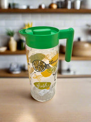 Herevin Lemon-Print Glass Jug with Green Lid and Handle – 1.46L Murukali.com