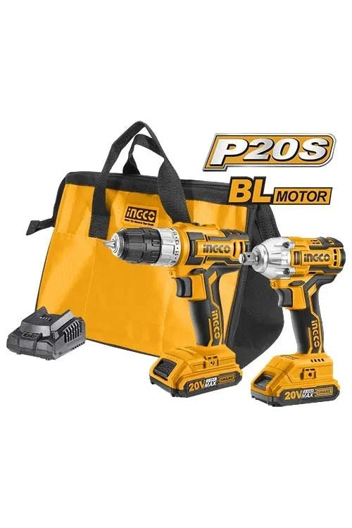 Ingco 20V Lithium-Ion Cordless 2-Piece Combo Kit – Drill Driver & Impact Wrench
