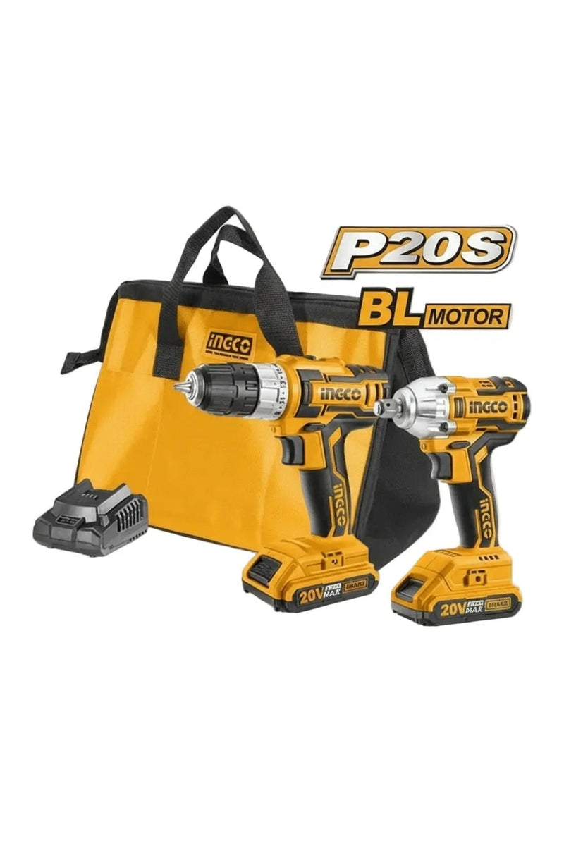 Ingco 20V Lithium-Ion Cordless 2-Piece Combo Kit – Drill Driver & Impact Wrench
