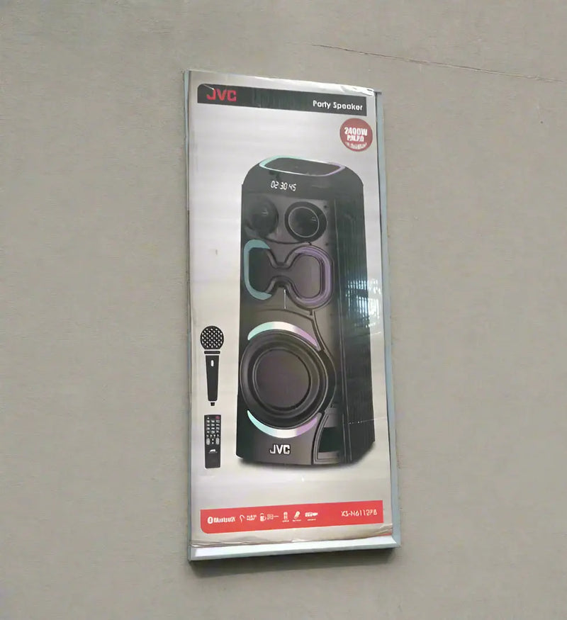 JVC XS-N612PB Bluetooth Party Speaker – 2400W with Mic & LED Lights Murukali.com