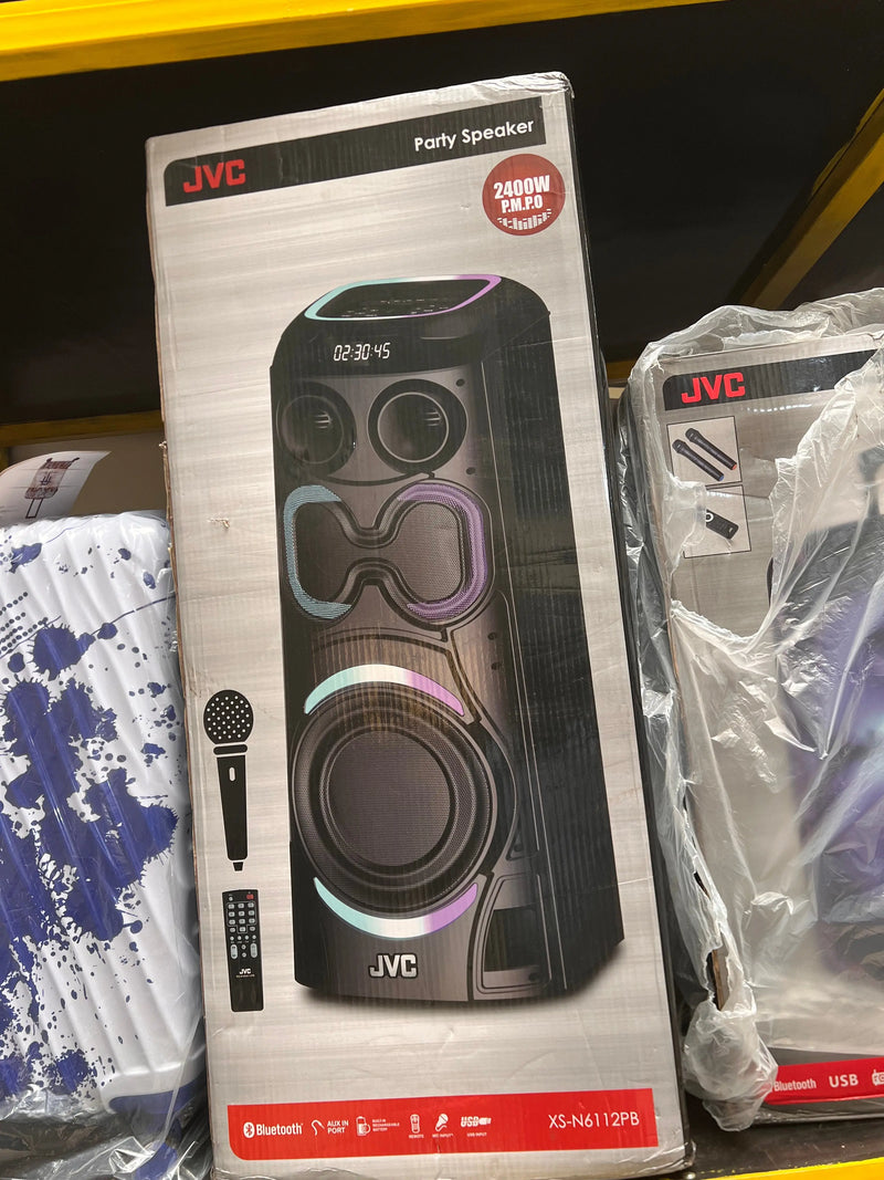 JVC XS-N612PB Bluetooth Party Speaker – 2400W with Mic & LED Lights Murukali.com