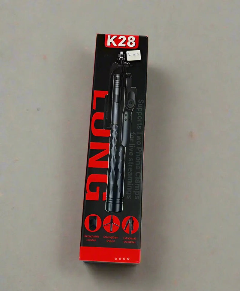 K28 LUNG Tripod Selfie Stick – Dual Phone Clamp with Bluetooth Remote Murukali.com