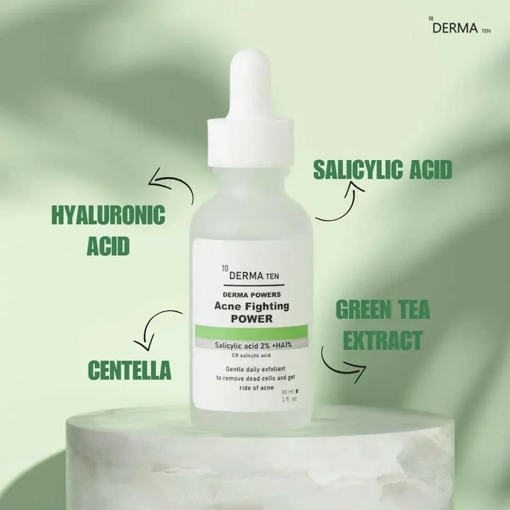 Derma Ten Acne Fighting Power Serum – Salicylic Acid 2% + HA,