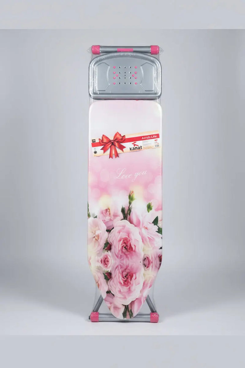 Kanat Folding Ironing Board with Pink Rose Pattern size 42*125cm