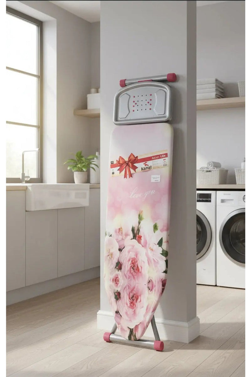 Kanat Folding Ironing Board with Pink Rose Pattern size 42*125cm
