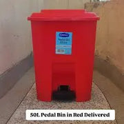 Kenpoly 50L Pedal Bin - Durable Red Waste Bin Murukali.com